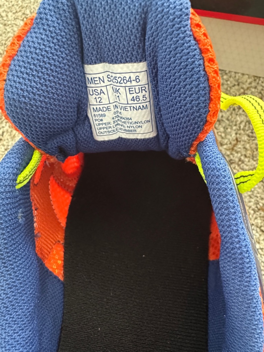 Saucony Orange and Lime Men's Running Shoes with Blue Trim - Picture 2 of 2